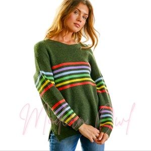 The OMG Green Sweater with Stripes